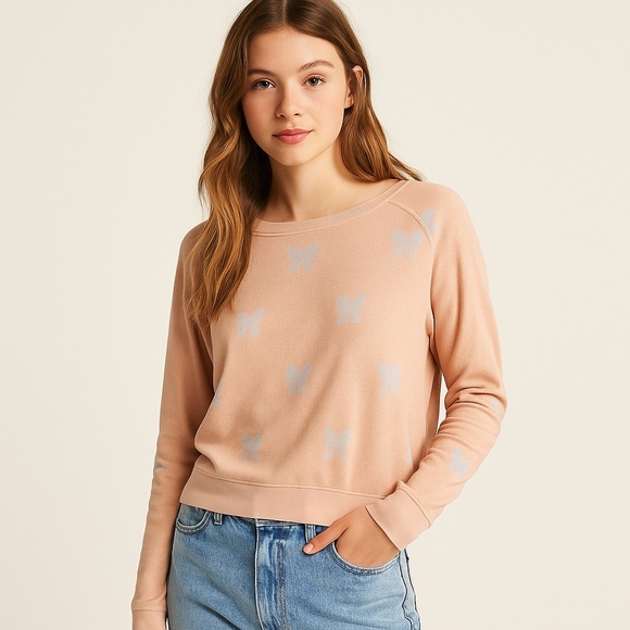 WILDFOX Heart Print Studded Pullover Sweatshirt – Size XS - Picture 1 of 6